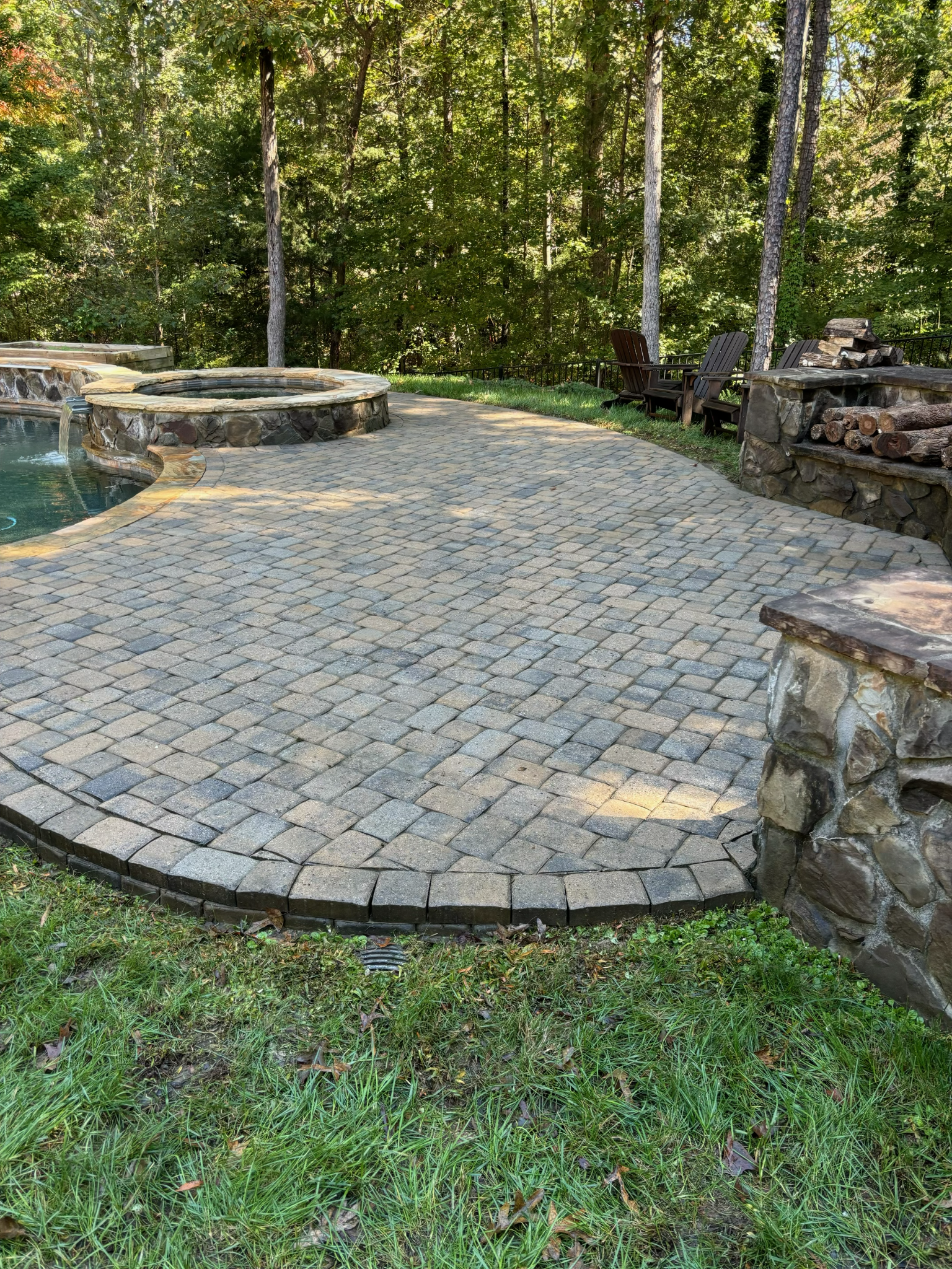 Restored paver pool surround in South Charlotte